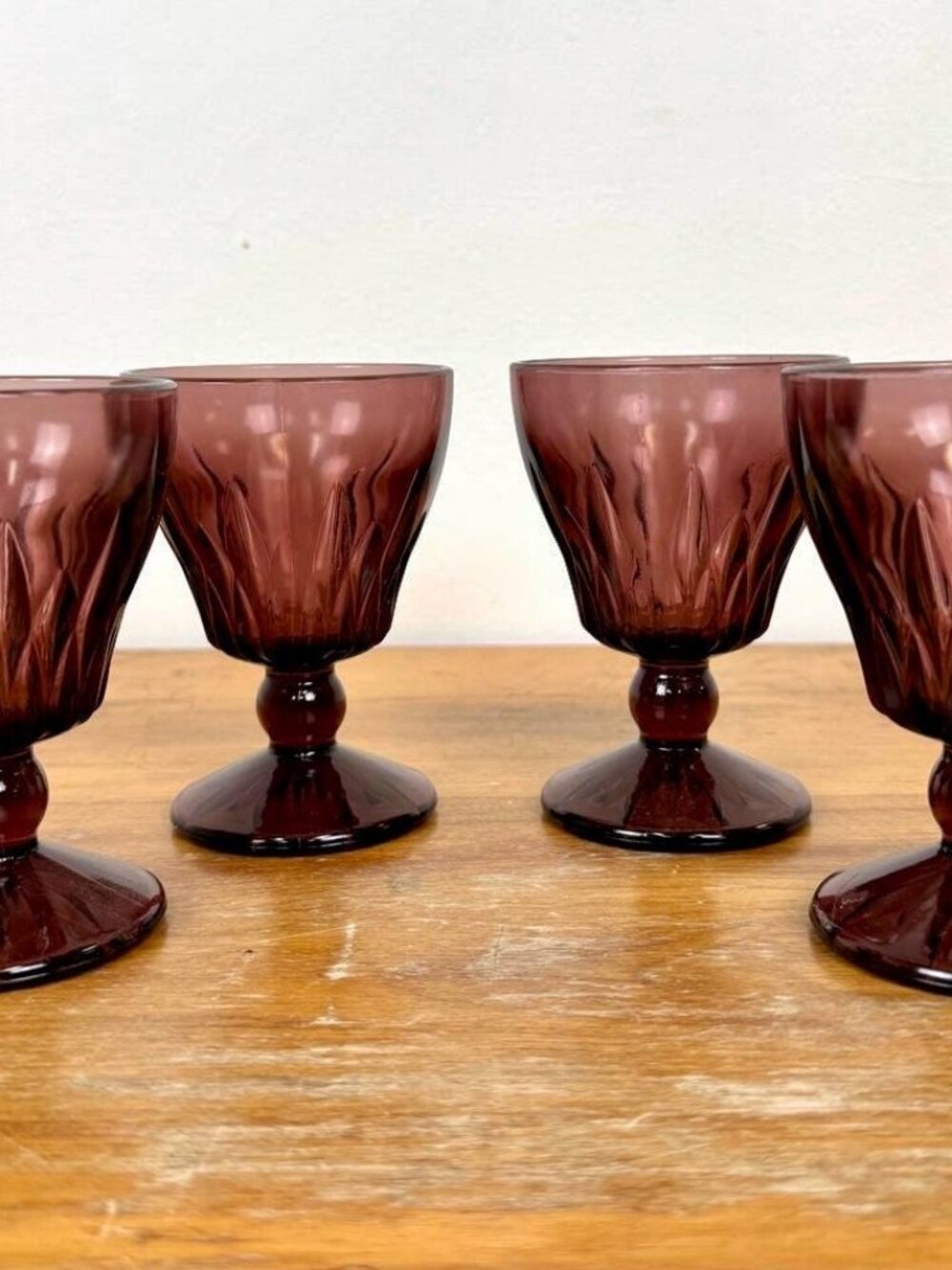 Hazel-Atlas 'Morrocan' Amethyst Glasses Set of 4~ Mid Century Barware